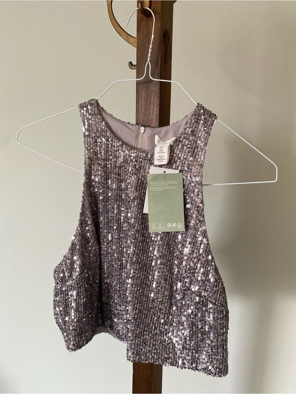 H&M Silver Sequin Cropped Tank